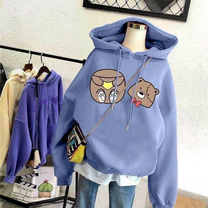 Áo hoodie Ulzzang unisex kiểu áo khoác có mũ rộng form rộng phong cách hàn