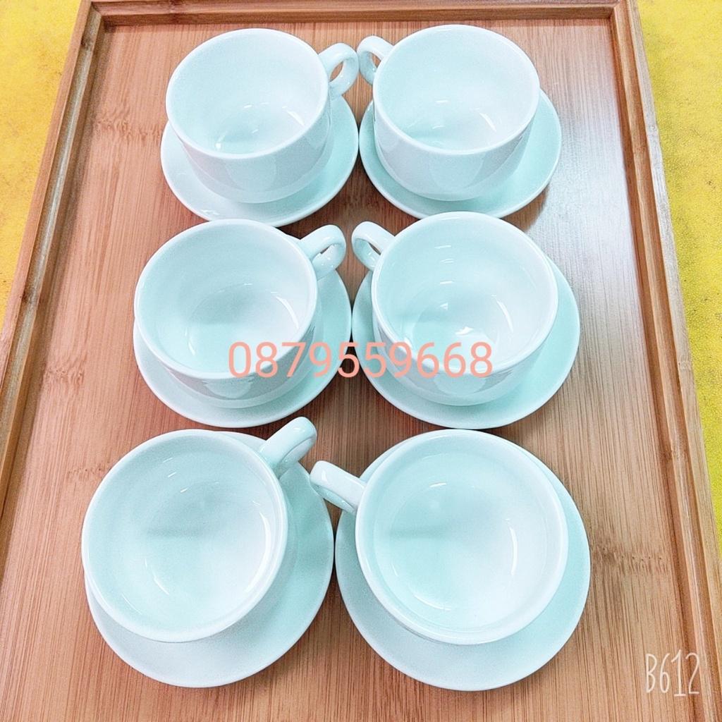 Bộ 6 tách cafe sứ men trắng dáng quai có xuất xứ Bát Tràng, đẹp long lanh