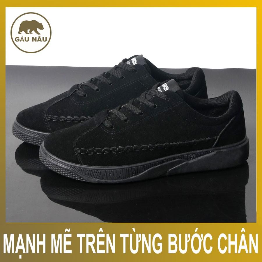 Giày sneaker nam nữ đế chống trượt thân kiểu da lộn GN390 Gấu Nâu