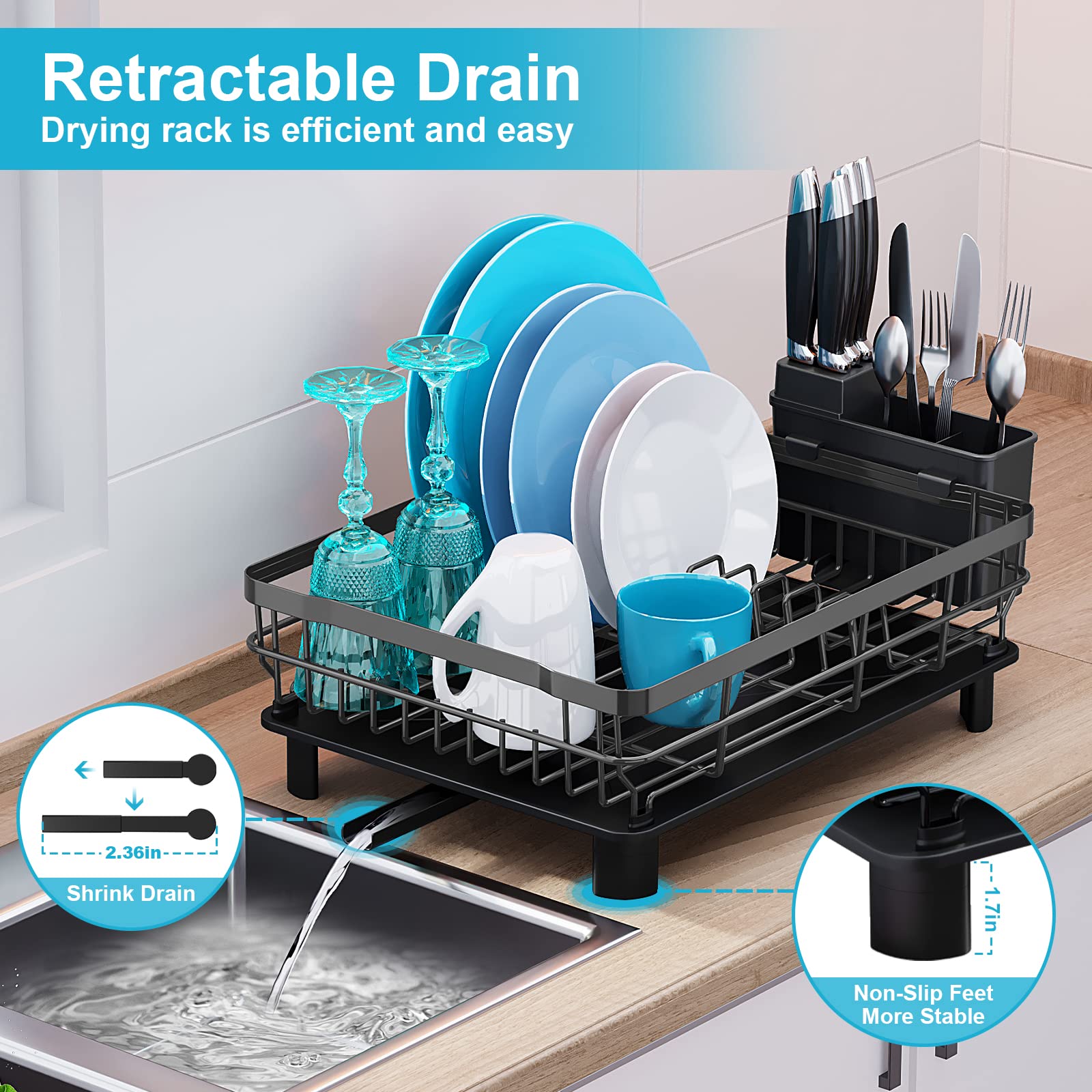 Kệ Úp Ráo Nước Chén Dĩa, Dụng Cụ Ăn Uống MOUKABAL Draining Utensil