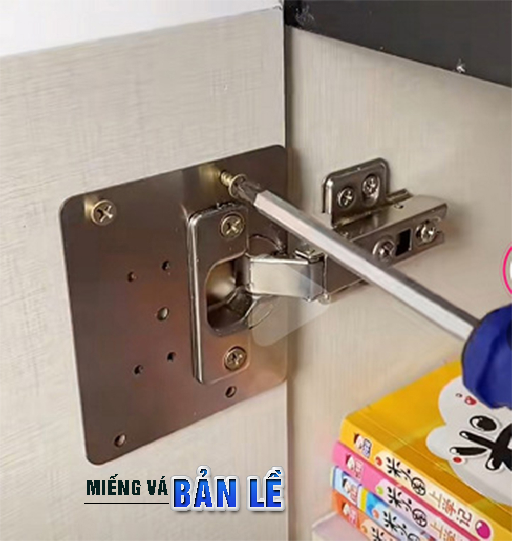 Miếng vá sửa chữa bản lề tủ bếp, tủ quần áo, các loại cánh tủ, thép không gỉ Tặng kèm 4 ốc chuyên dụng – Dan House