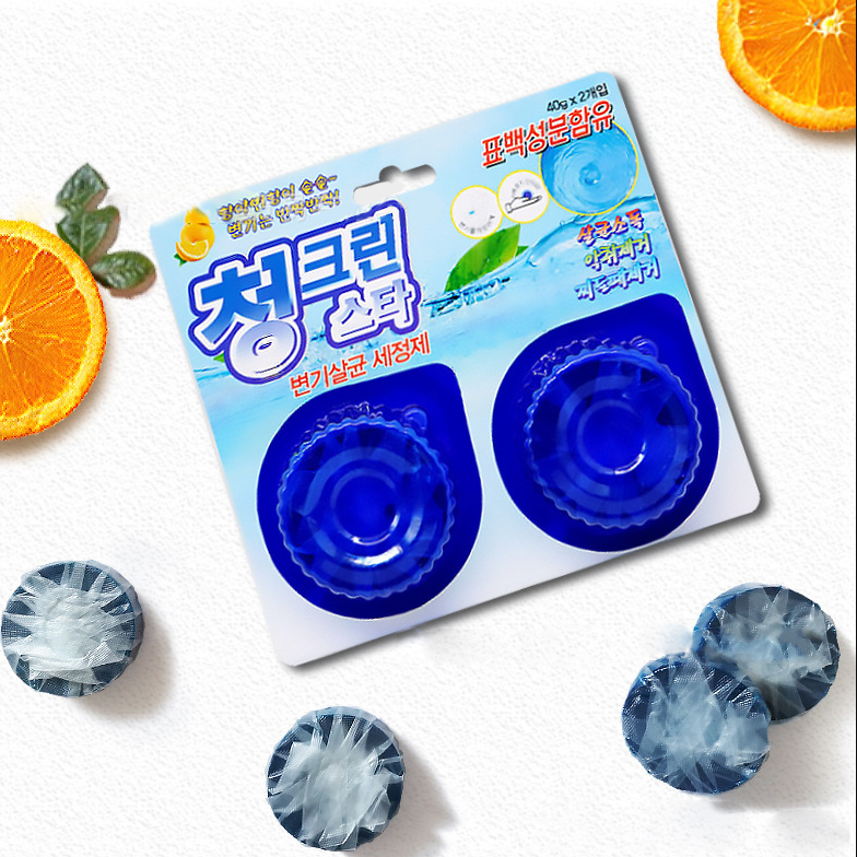 Viên thả bồn cầu khử mùi, diệt khuẩn Hàn Quốc vỉ 2 viên x 40g