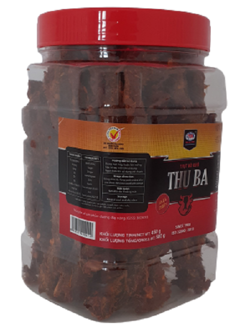 Thịt bò khô que, cây 500 gram Thu Ba Beef Jerky cay ngon đậm vị