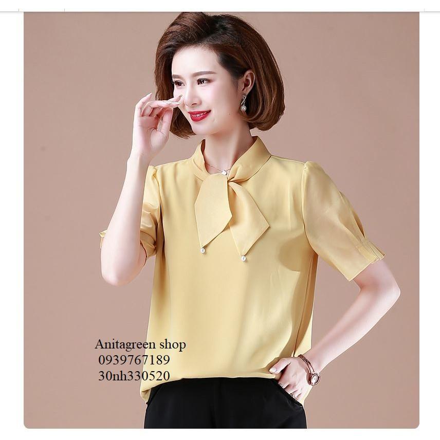 Nh330520-ÁO KIỂU QUÝ CÔ TAY NGẮN