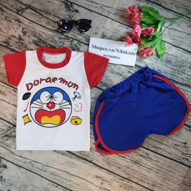 Bộ Cộc Tay Cho Bé Cotton Hình Doremon M37