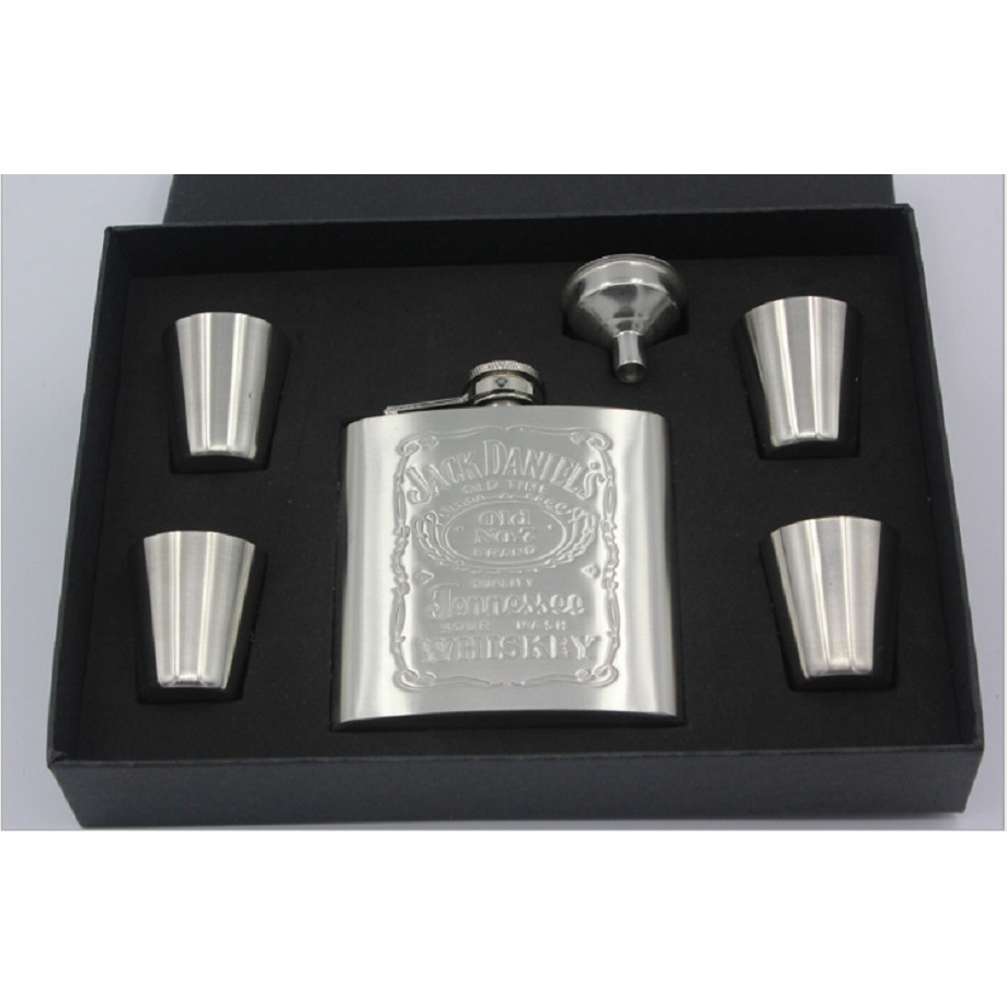 Bộ Bình đựng rượu inox Hip Flask 6oz 168ml, 4 ly, 1 phễu