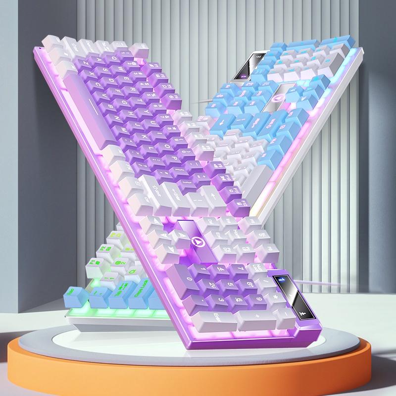 Bàn Phím Cơ Chơi Game Mix 2 Màu Đèn LED Keycap Màu Đèn Nền Nhiều Màu Bàn Phím Có Dây