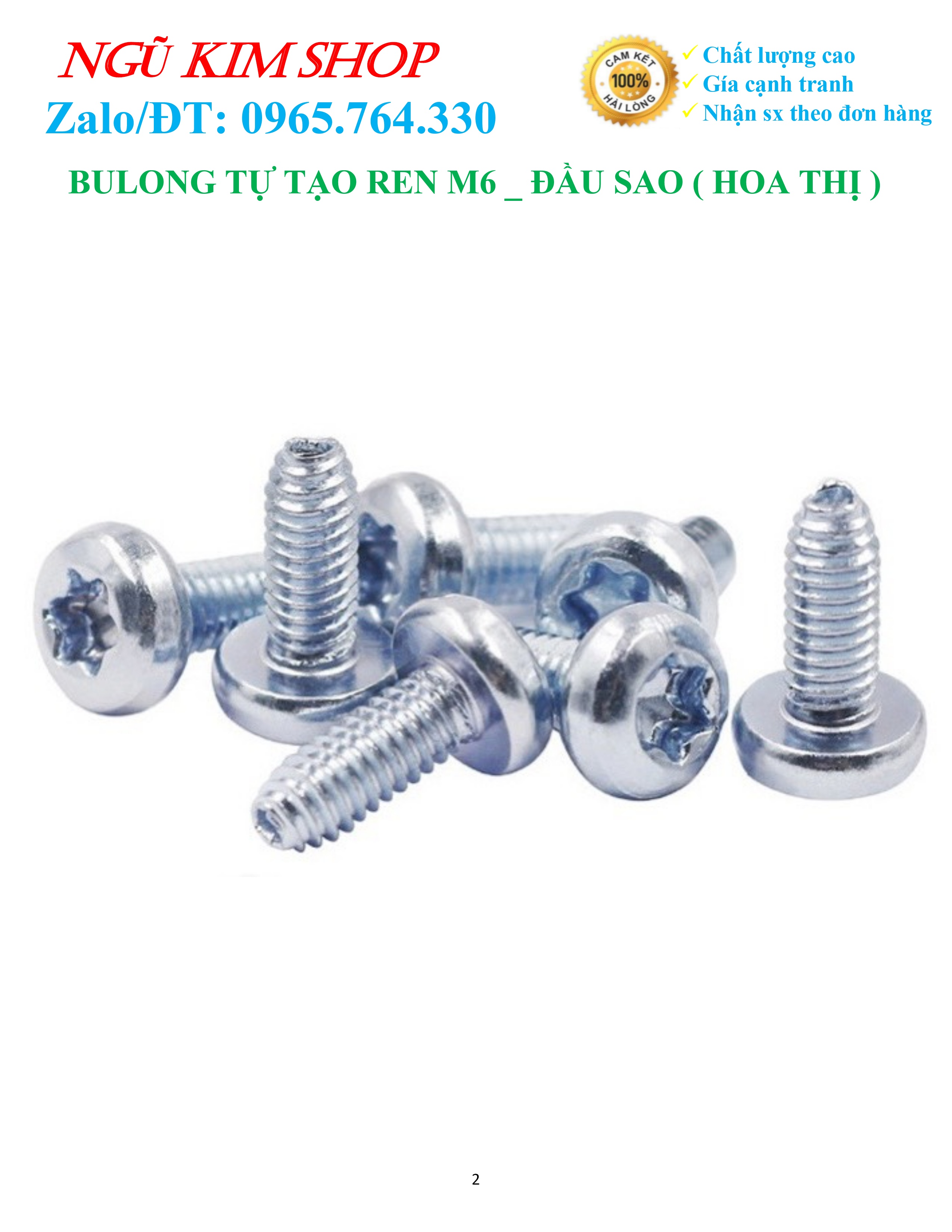 BULONG TỰ TẠO REN M6 _ ĐẦU SAO