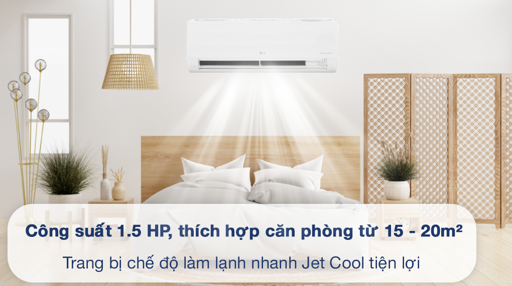 Điều hòa LG V13WIN1 1.5HP (phòng 20m²) | Điều hòa 1 chiều 12000BTU lọc bụi mịn PM2.5 | Công nghệ inverter tiết kiệm điện | Hàng chính hãng