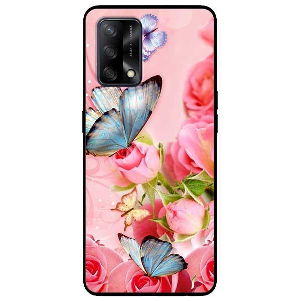Ốp lưng dành cho Oppo A54 - A74 - A94 - A15 / A15s mẫu Bướm Xanh Và Hoa Hồng