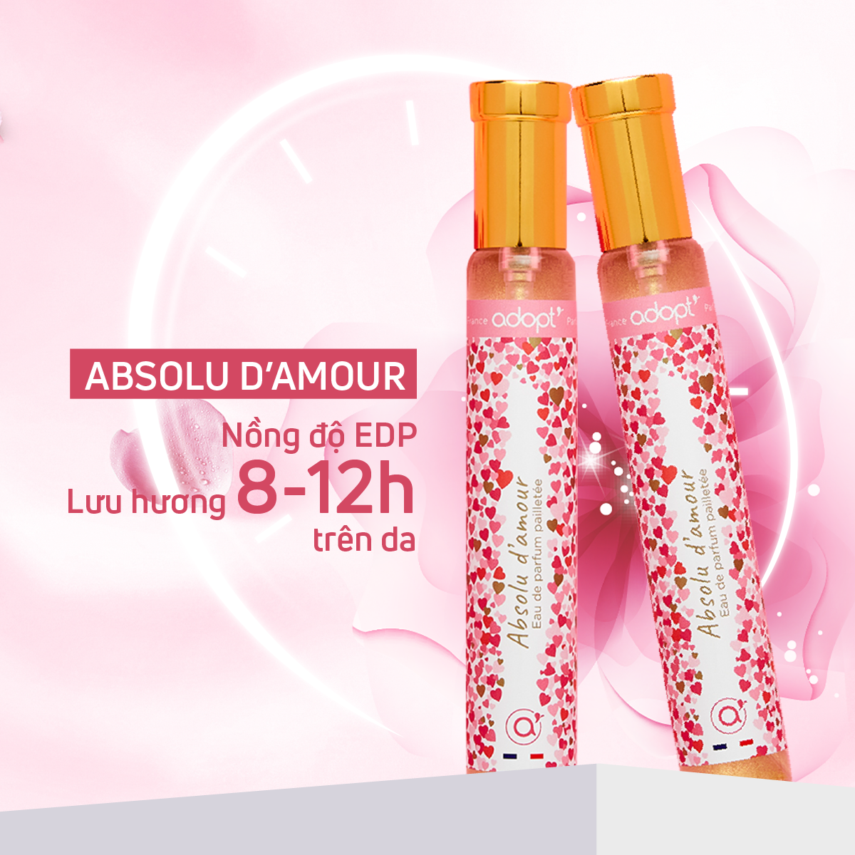Nước hoa nữ adopt Absolu D'amour hương hoa hồng trẻ trung năng động dung tích 30ml lưu hương 6h-8h
