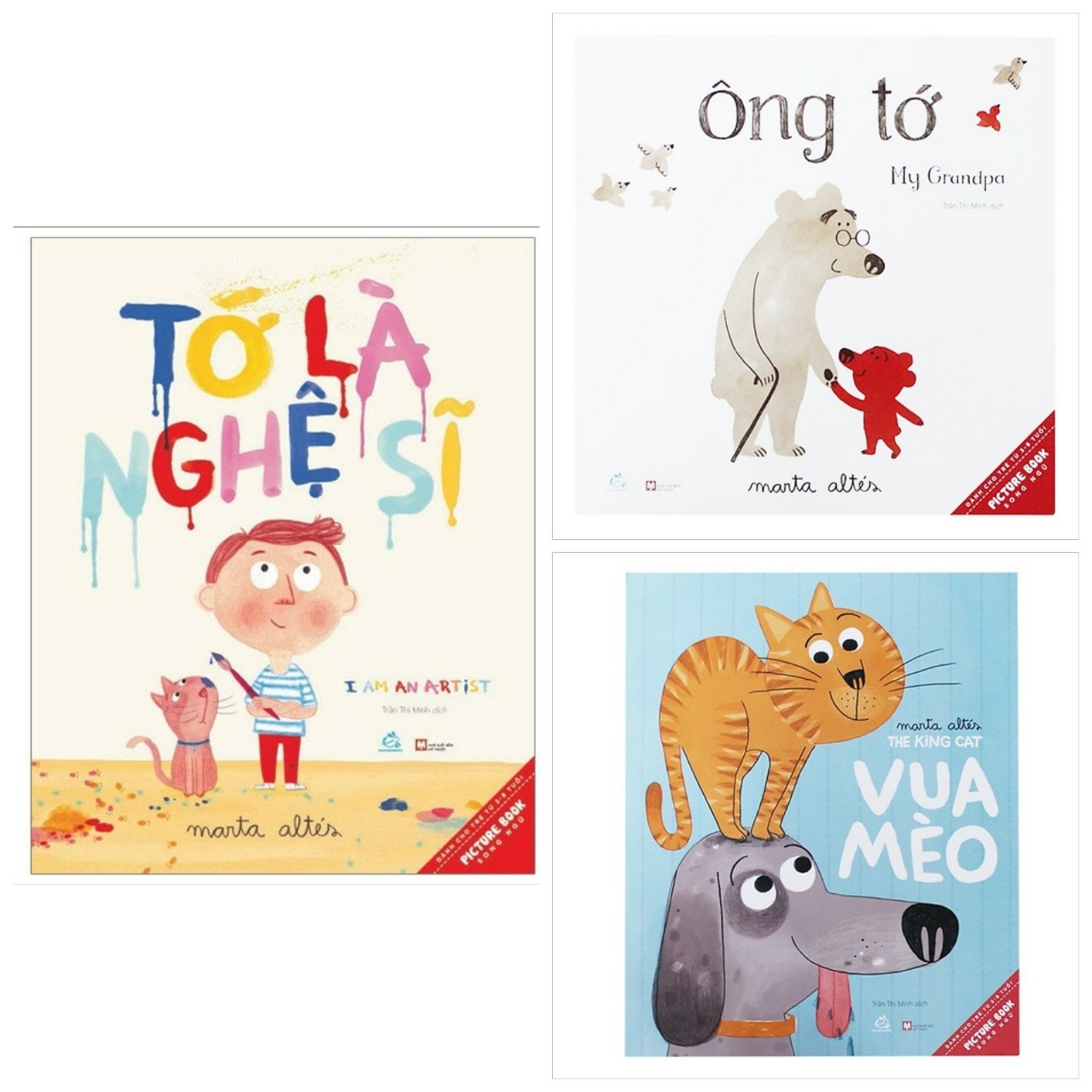 Combo 3 cuốn truyện tranh Ehon : Ehon Song Ngữ - I Am An Artist - Tớ Là Nghệ Sĩ + Picture Book - Ông Tớ +  Picture Book - Vua Mèo (Tặng kèm Bookmark thiết kế AHA)