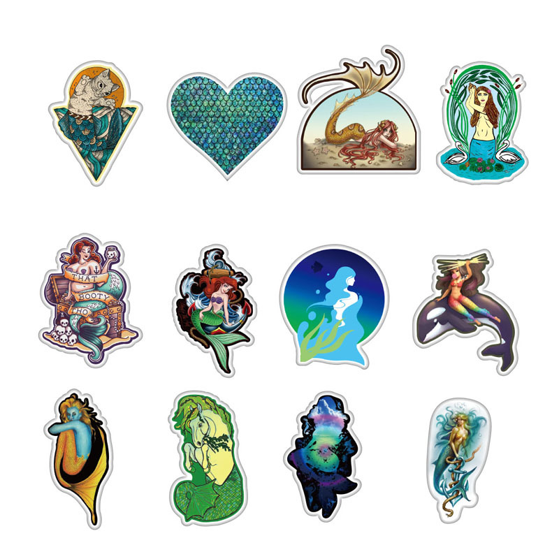 Sticker 50 miếng hình dán Mermaid