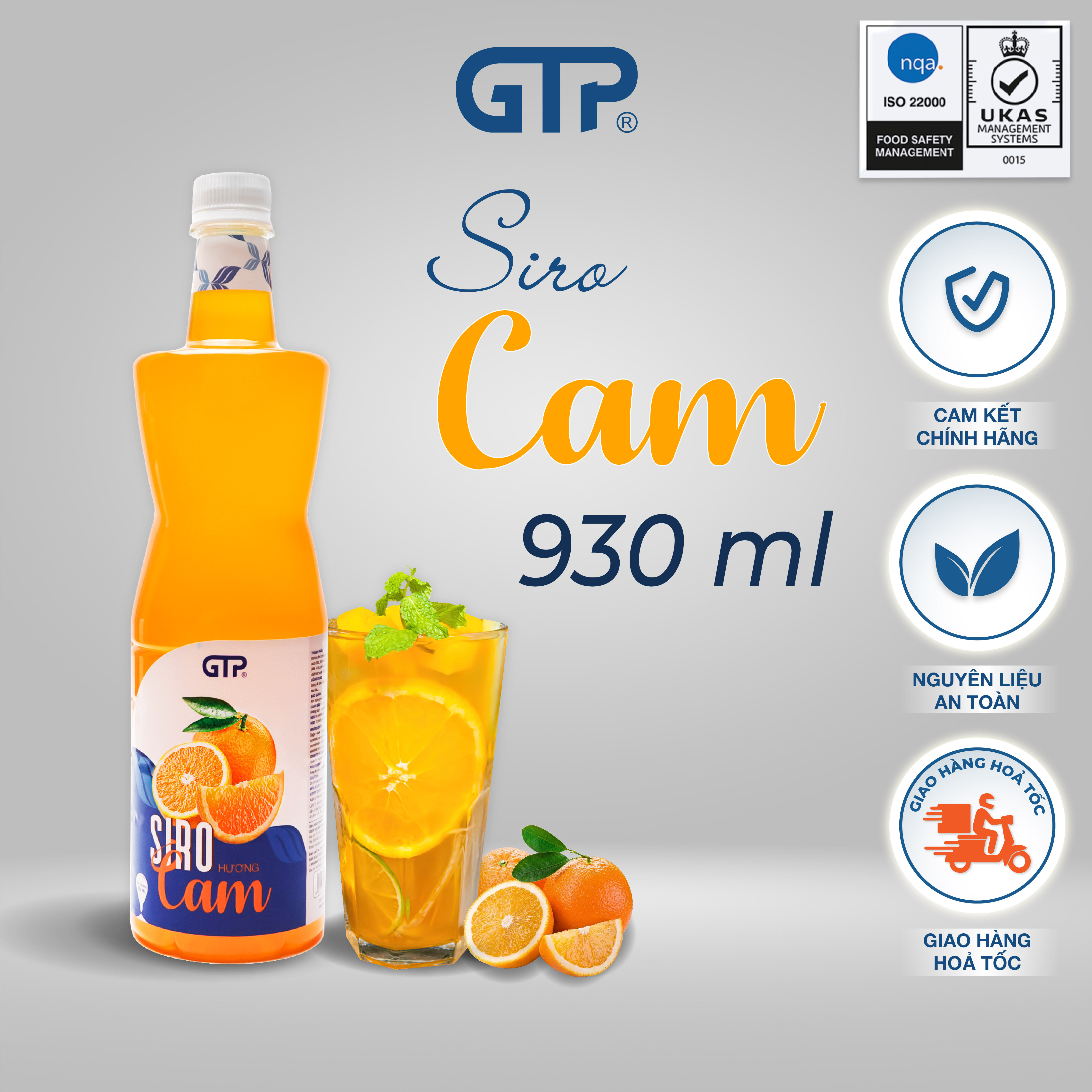 Siro GTP hương Phúc bồn tử/ Cam/ Đào