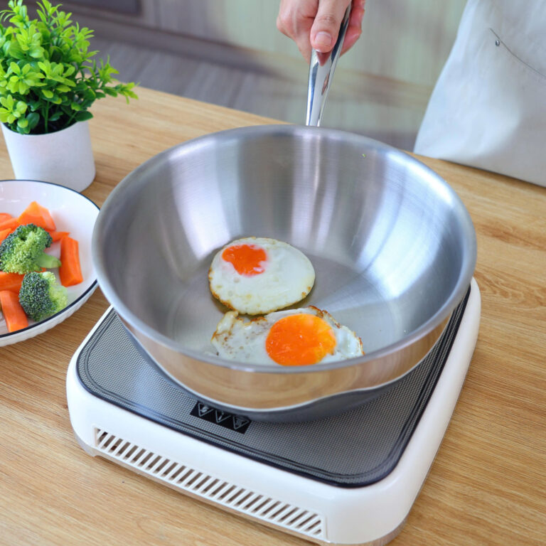 Chảo Inox Sâu Lòng Nanomax Seka 24cm SK-9024 28cm SK-9028 Kèm Vung Kính - 3 Lớp Toàn Diện - Dùng Mọi Loại Bếp - Hàng Chính Hãng