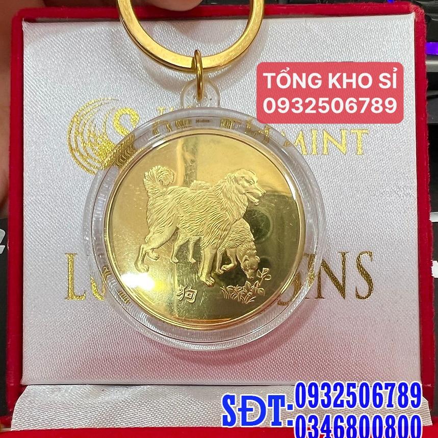 Móc Khóa Đồng Xu 12 Con Giáp Mạ Vàng TUỔI TUẤT - CON CHÓ Treo Oto, Xe Máy Phong Thủy - AnNhien