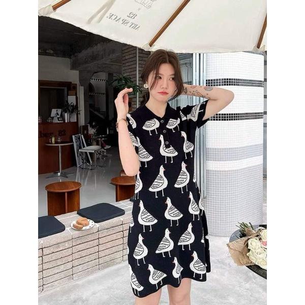 HÀNG NHẬP - ĐẦM LEN DỆT KIM HỌA TIẾT BỒ CÂU