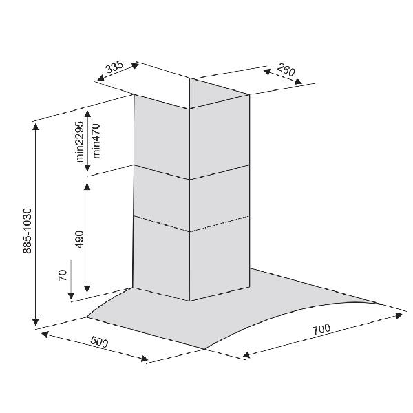 Máy hút mùi Lorca TA-2005T kích thước kính 70cm- Hàng chính hãng