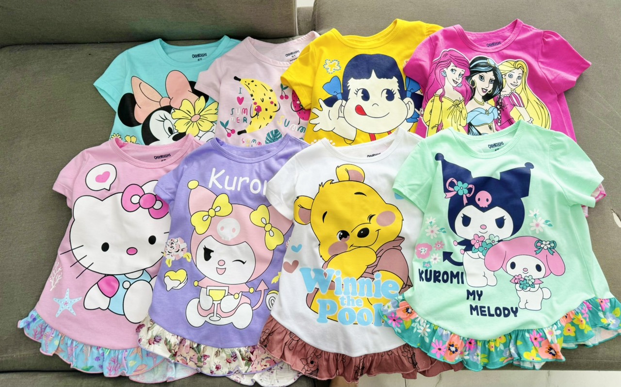 Đồ bộ bé gái, bộ cộc tay mùa hè cho bé gái đi học size 8-25kg chất cotton mềm mịn mát