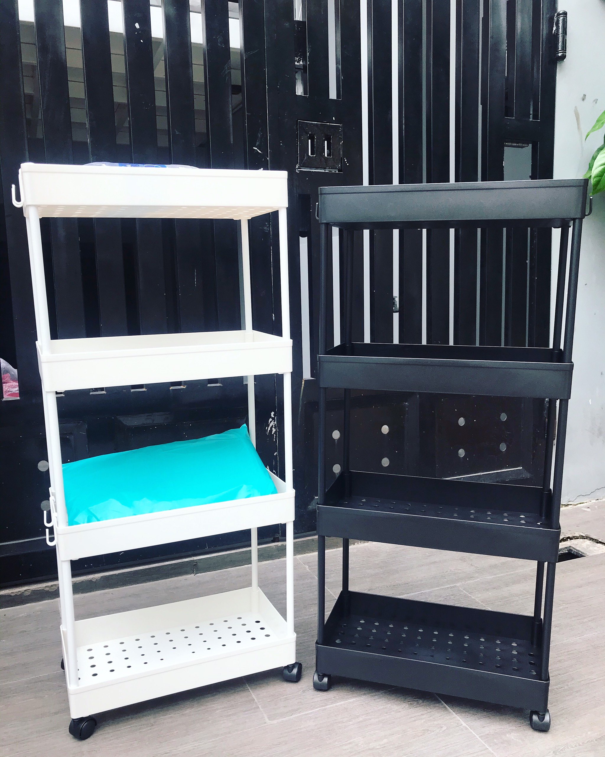 Kệ đựng đồ 4 tầng tiện lợi, có bánh xe di chuyển, kệ bỉm sữa, Spa đa năng