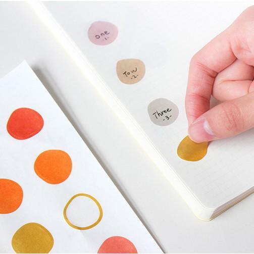Sticker - Hình Dán Chấm Tròn Vẽ Tay Nhiều Màu Pastel