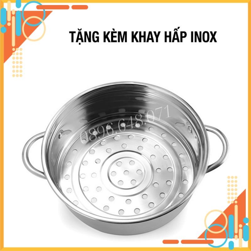 Nồi Lẩu Điện Mini 2 Tầng Chống Dính Tặng Khay Hấp , Ca Nấu Mì Mini Đa Năng