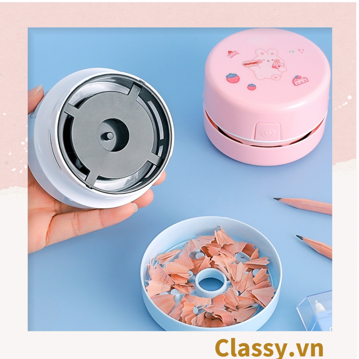 PK949 Máy Hút Bụi Mini Cầm Tay trơn màu, Không Dây Để Bàn Tiện Dụng dùng hút bụi bàn học, ô tô