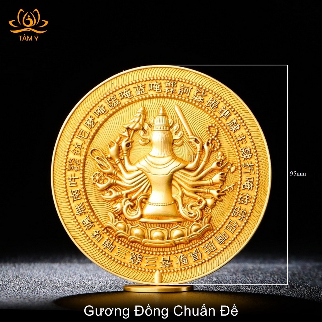 Gương Phật Mẫu Chuẩn Đề Chất Liệu Đồng Cao Cấp Họa Tiết Tinh Xảo Sắc Nét Siêu Đẹp Pháp Bảo Kim Cang Thừa Mật Tông Tâm Ý