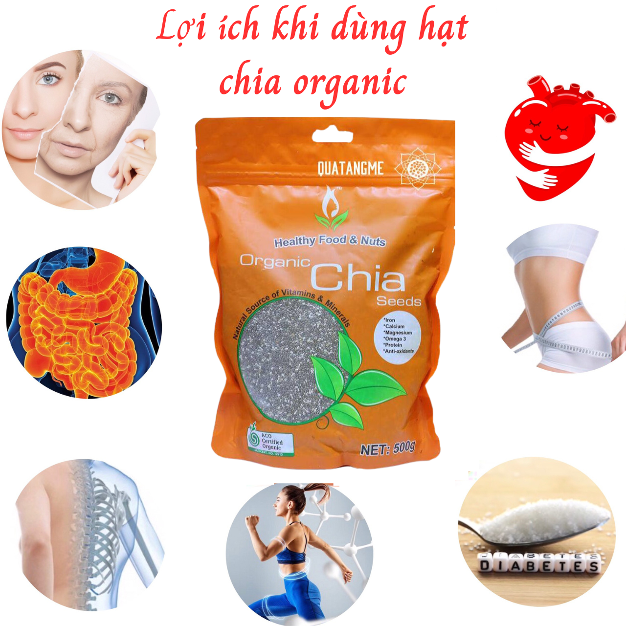 Hat Chia Úc Healthy Food & Nuts Organic Giàu dinh dưỡng mang lại nhiều tác dụng tốt cho sức khỏe - (500g) - QuaTangMe Extaste