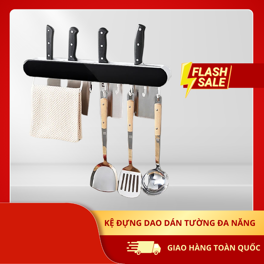 Kệ Đựng Dao Dán Tường Đa Năng, Kệ Cài Dao Kéo, Kệ Để Dao Có Móc Treo, Ngăn Để Muỗng &Amp; Đũa - Giá Dắt Dao Kéo Dán Tường Có Móc Treo Đồ Dùng Nhà Bếp - Giao Màu Ngẫu Nhiên Hàng Chính Hãng - Thanh Dài E2028