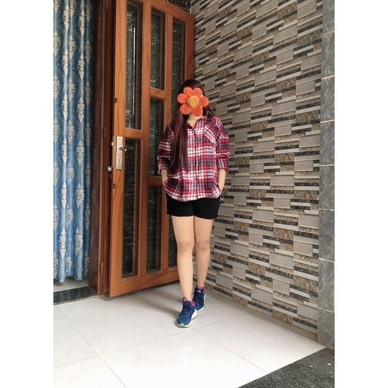 Áo sơ mi oversize 2 cổ caro