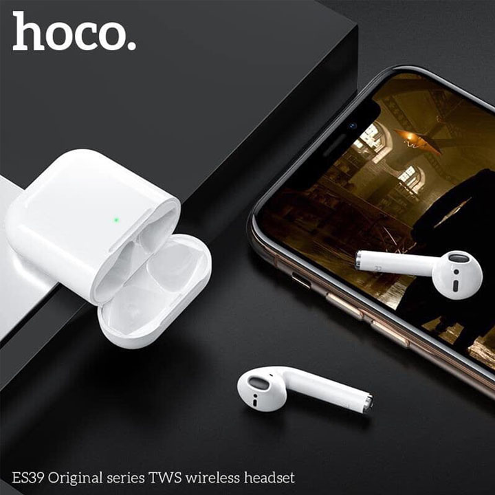 Tai Nghe Bluetooth Cảm Ứng 2 Bên TWS V5.0 Có Mic Hoco ES39 dock sạc không dây - Hàng nhập khẩu