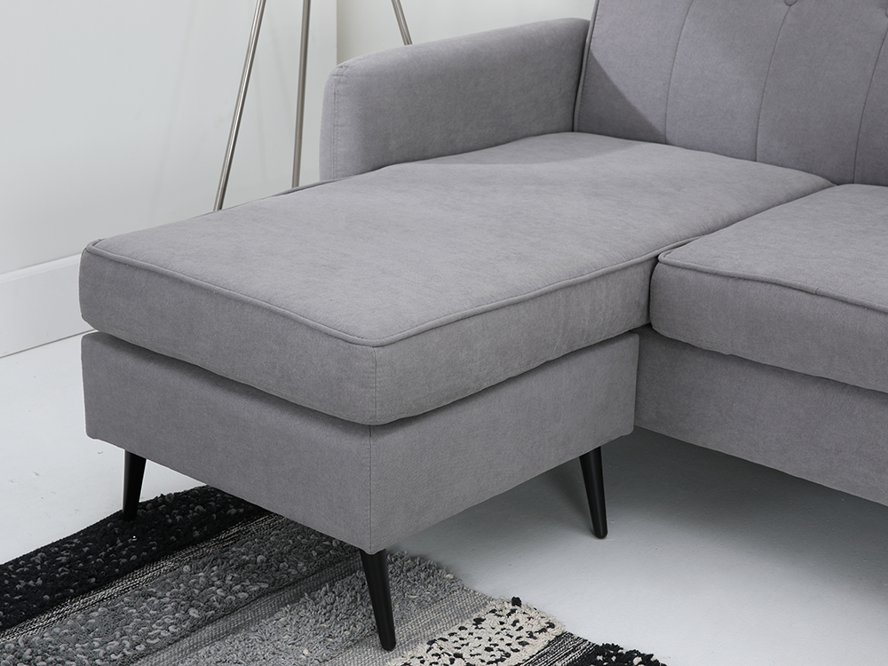 Ghế Sofa Vải Phòng Khách Kèm Đôn,Gối Tựa DAPHNE Màu Xám Hiện Đại, Khung Gỗ Nguyên Khối Chắc Chắn, Bền Bỉ 189x129x84 cm | Index Living Mall | Nội Thất Nhập Khẩu Thái Lan