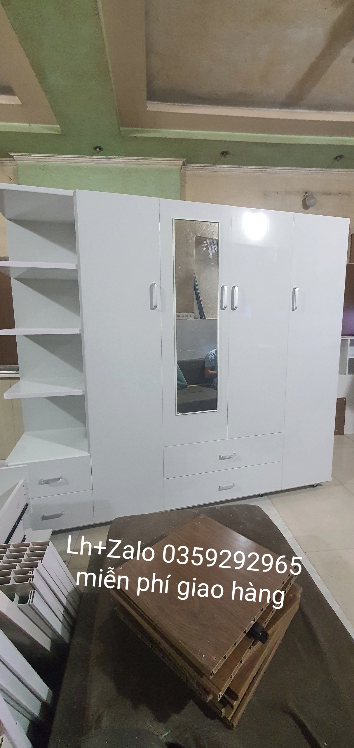 Tủ nhựa đài Loan 4 cánh 1 kệ