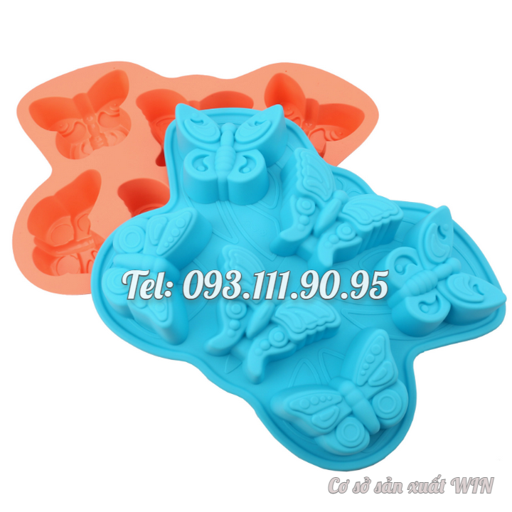 Khuôn silicon làm bánh, rau câu, socola 6 con bươm bướm – Mã số 1522