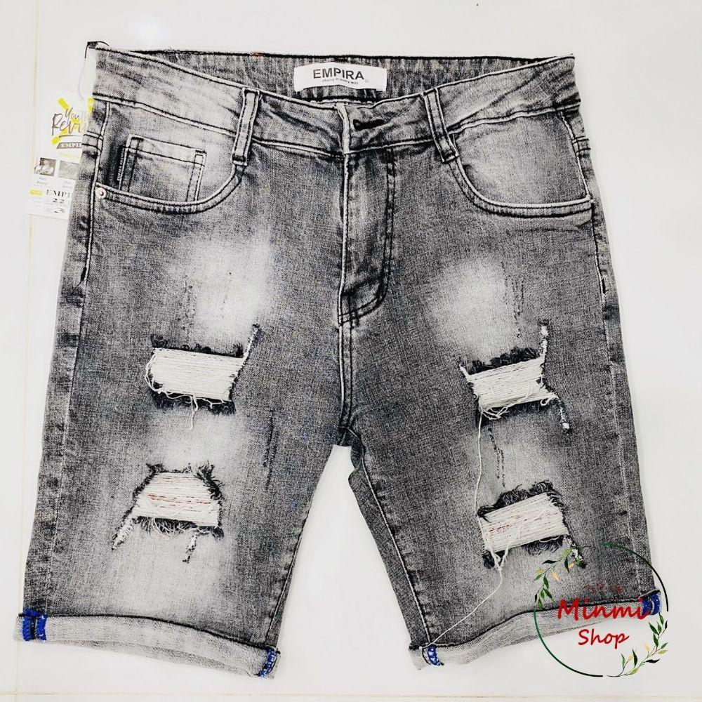 Quần Sọt Jean Nam Short Rin Rách Co Giãn Chất Lượng Hàng VNXK