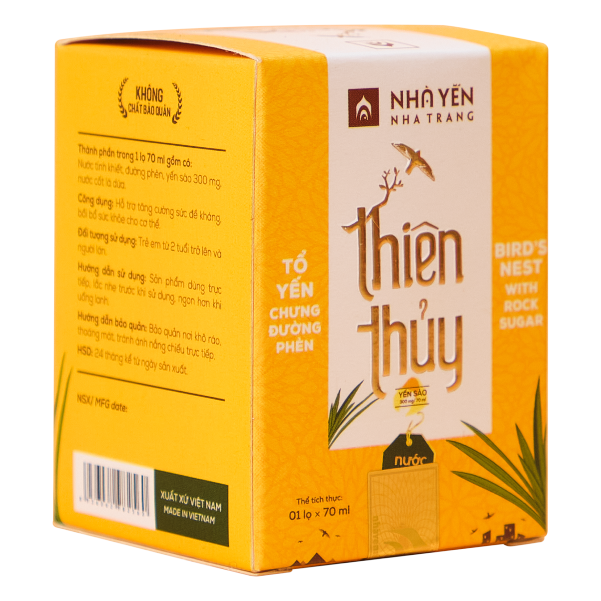 Thùng 60 Lọ Nước Yến Sào Thiên Thủy - Vị Lá Dứa - Nhà Yến Nha Trang - Hộp 1 Lọ - Có Đường & Không Đường - Tổ Yến Chưng Sẵn - Nước Yến Chưng Sẵn - Hàng Chính Hãng