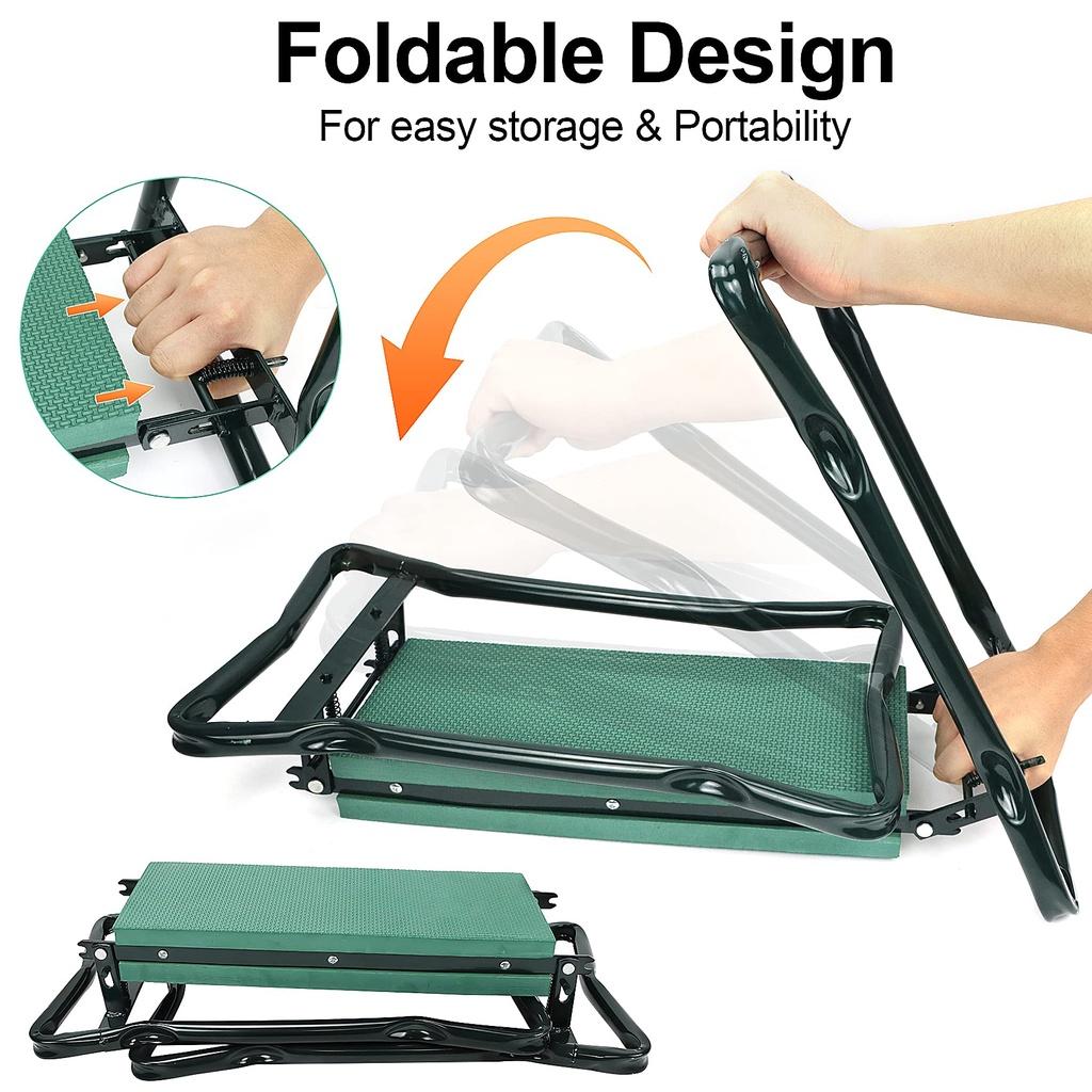Ghế làm vườn đệm xốp EVA dày rộng kèm túi đựng dụng cụ Garden Kneeler and Seat with Tool Bag Pouch