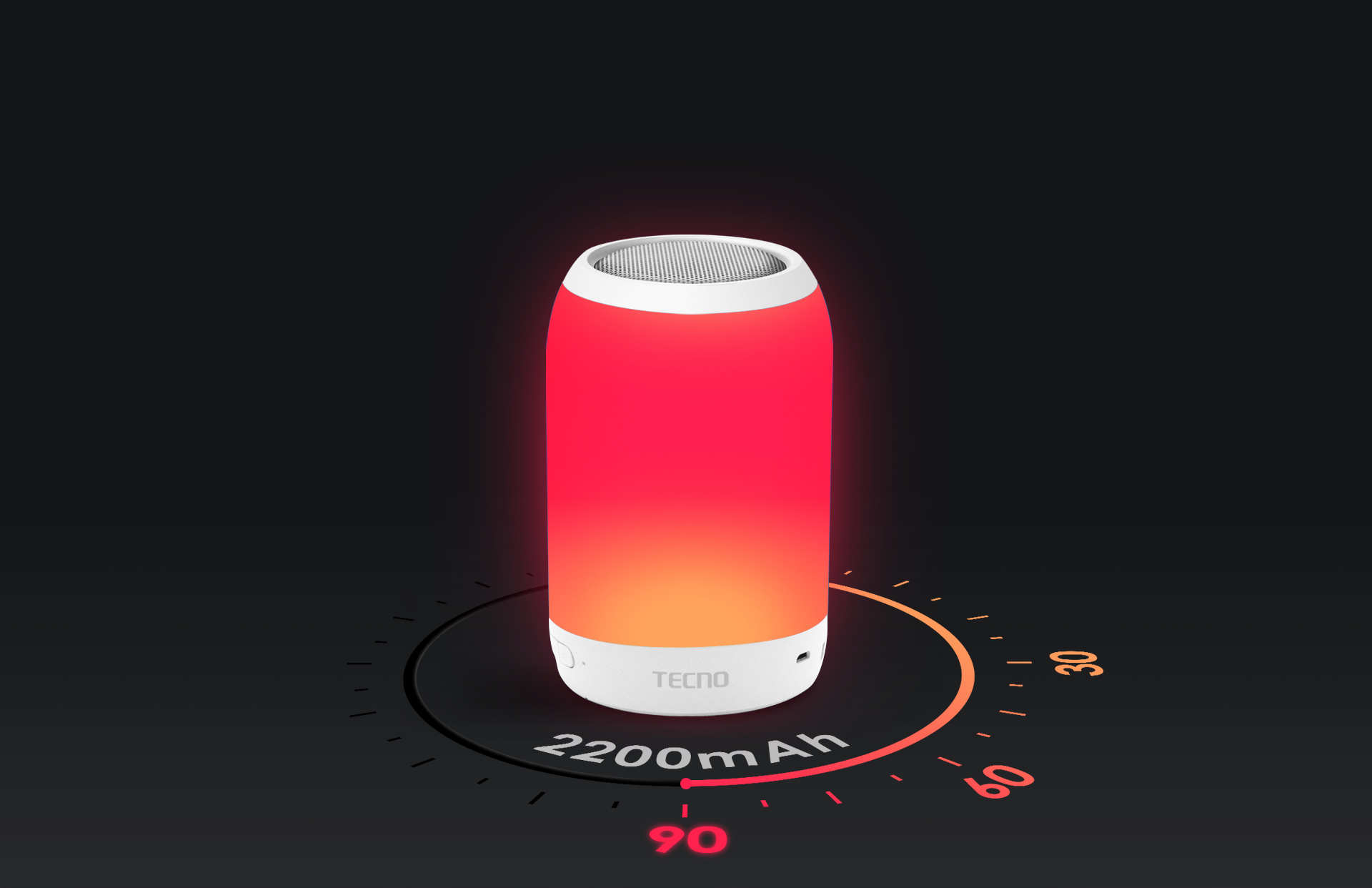 Loa Bluetooth TECNO SQUARE S2 | Loa Bass mạnh 52mm | Pin 2220 mAh | Đèn Led nhiều màu - Hàng Chính Hãng
