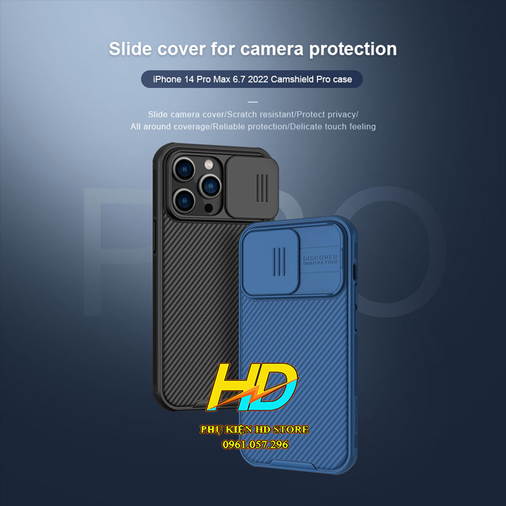 Ốp Lưng Bảo Vệ Camera Dành Cho iPhone 14 Pro Max / 14 Pro / 14 Plus/ 14 Chính Hãng Nillkin CamShield Có Nắp Trượt Camera, Chống Sốc, Chống Trượt, Chống Vân Tay, Tản Nhiệt - Hàng Chính Hãng