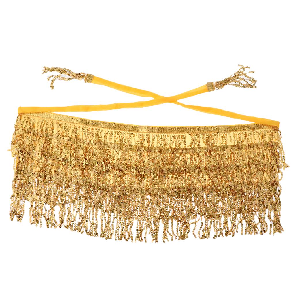 2 Pcs Women Fashion Belly Dance Hip Scarf Mini Skirt With Fringe Fancy Dress