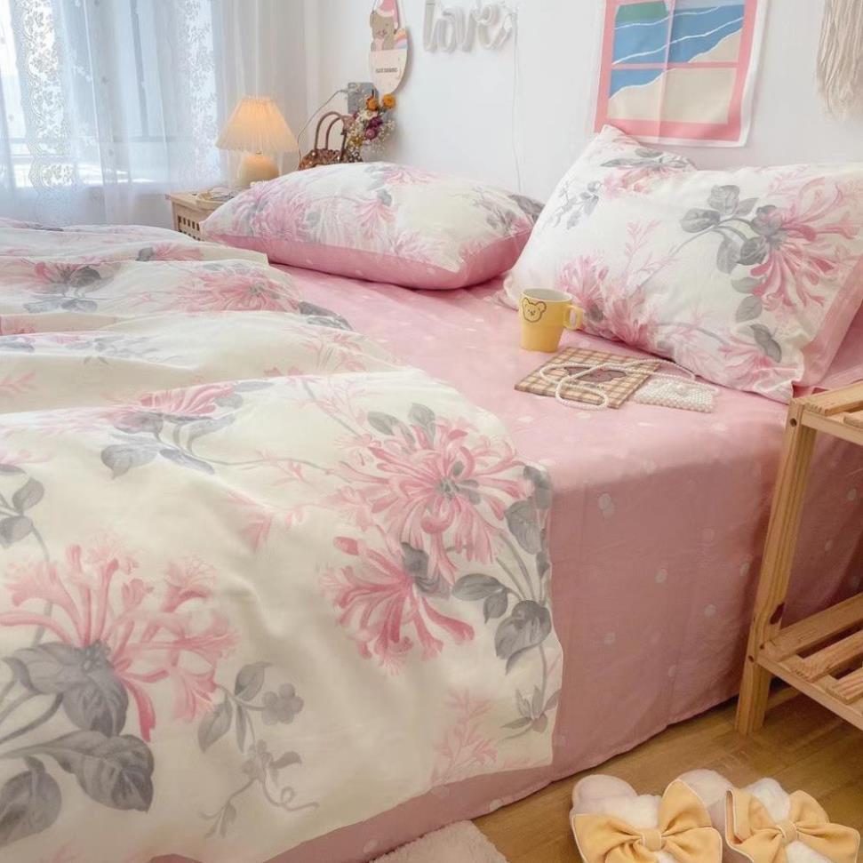 Bộ chăn ga gối Cotton Living 100% Nhànhím_Bedding đủ size giường nệm
