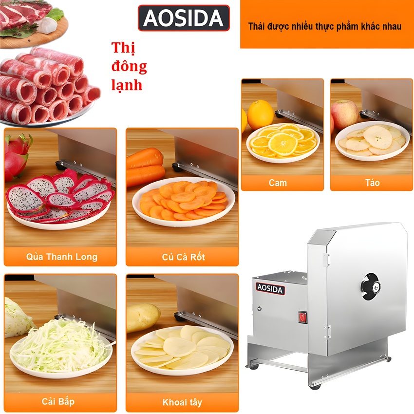 Máy Thái Lát Thịt Đông Lạnh Tự Động AOSIDA QP-D003, Thái Rau-Củ-Quả, Công Suất Lên Tới 1200W - Bảo hành 12 Tháng, Hàng nhập khẩu