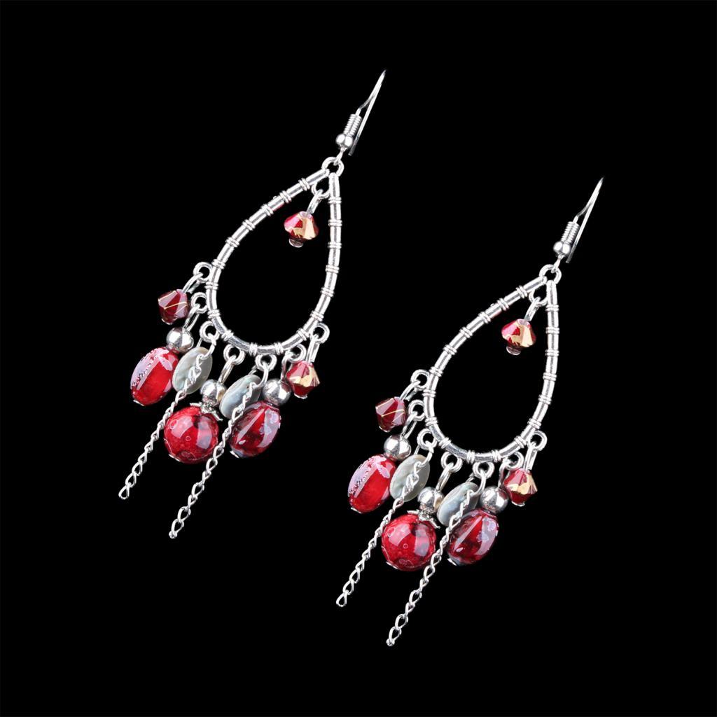 Fashion Bohemia Red Beads Dangle Earrings Retro Elegant Party Ornaments