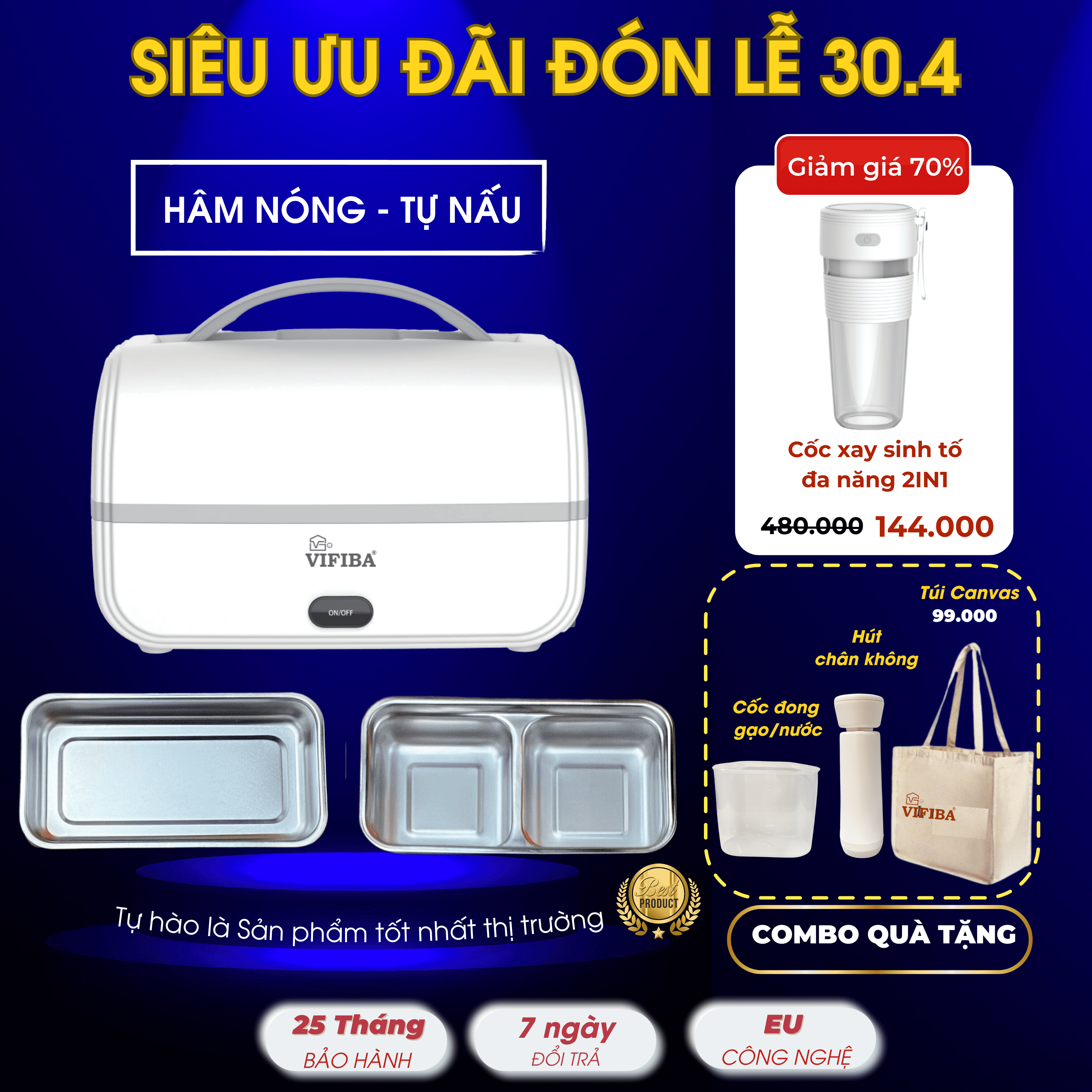 Hộp cơm cắm điện 2 tầng cao cấp Homea2z, hộp đựng cơm thông minh, hộp cơm hâm nóng, giữ nhiệt, sử dụng để nấu ăn