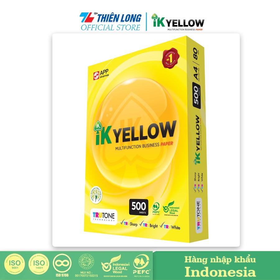 Ream giấy IK Yellow đa năng A4 80 gsm (500 tờ) - Hàng nhập khẩu Indonesia