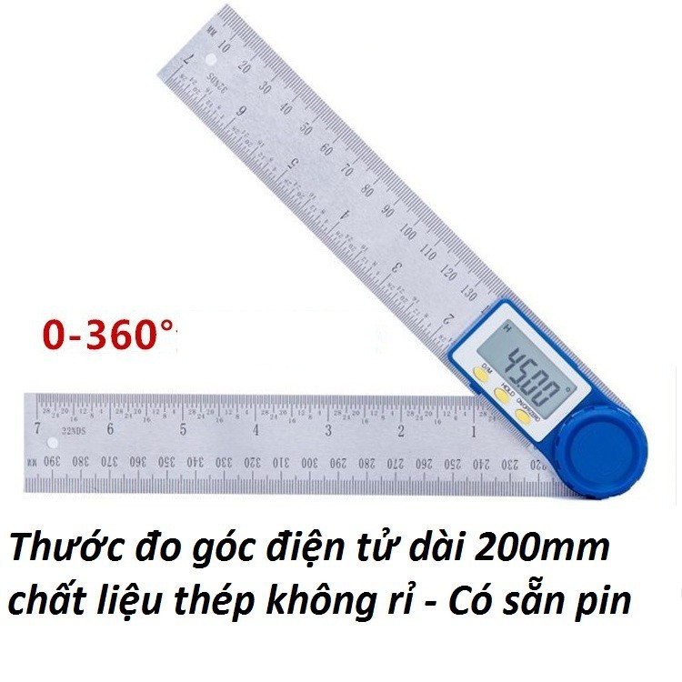 thước đo góc,đo độ điện tử 200mm - 300mm 360 độ có sẵn pin