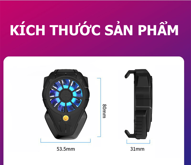 Quạt tản nhiệt điện thoại K1 giúp giảm nhiệt điện thoại, tốc độ quạt 7000 vòng/ phút HN