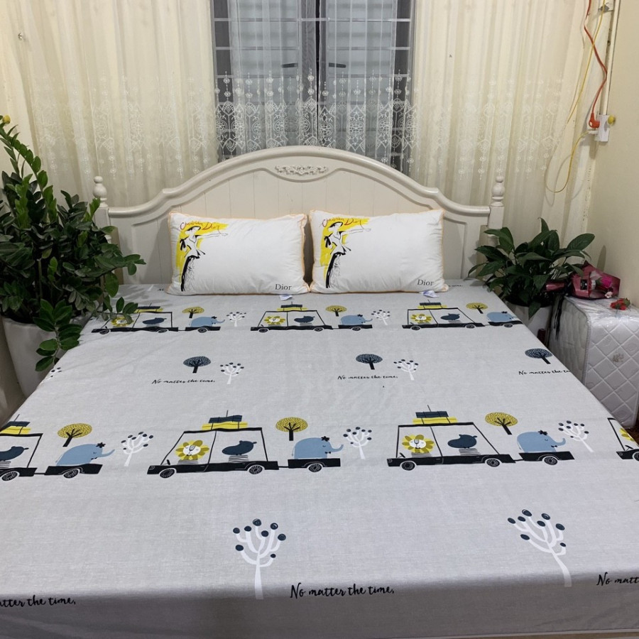 Ga chống thấm cotton - Voi Xanh - Tặng kèm 1 móc khóa Houston
