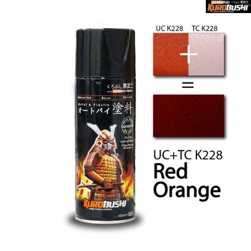 COMBO Sơn xịt Samurai Kurobushi - màu cam đỏ Kawasaki UC+ TC K228 gồm 4 chai đủ quy trình (Lót  - Nền UCK228 - Màu TCK228 - Bóng